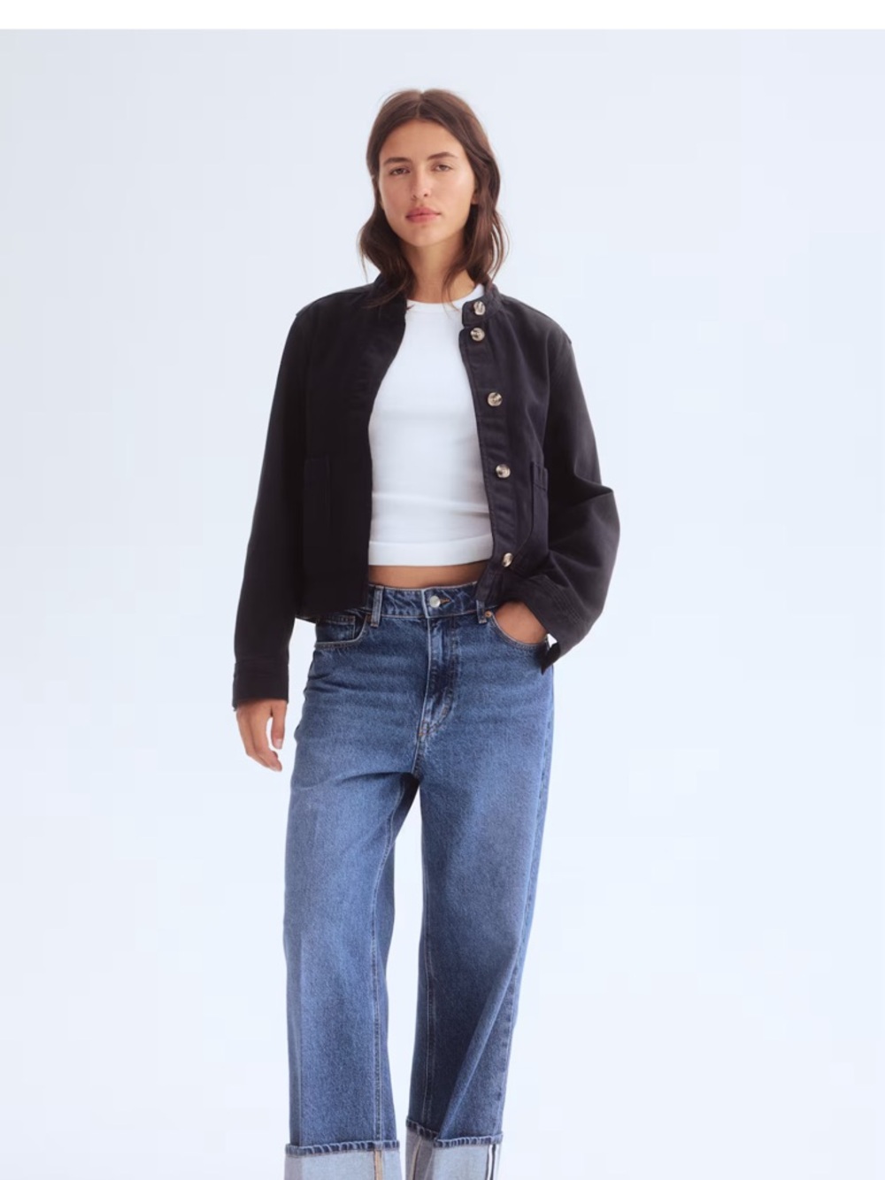 H & M Button-Front Women's Twill Jacket